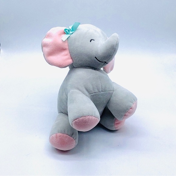 Carter's Musical Plush Elephant Gray With Green Bow Stuffed Animal 8" Tall - Picture 4 of 10